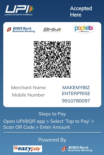 makeMybiz UPI payment